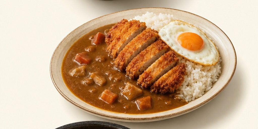 Japanisches Katsu-Curry mit Spiegelei